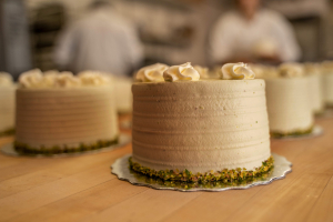 Pistachio Cake in production at Shirinisara Pastry House